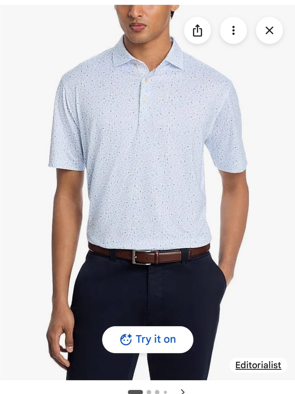 Peter Millar Sky Blue Speckled Performance Polo
